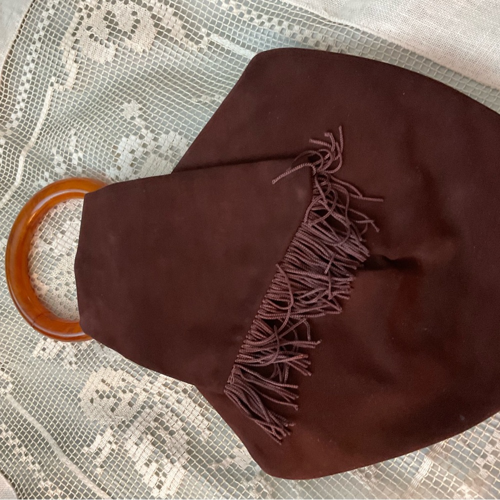 Lewis Vintage Brown Suede Handbag from the 1940s and 1950s era - Picture 2 of 8